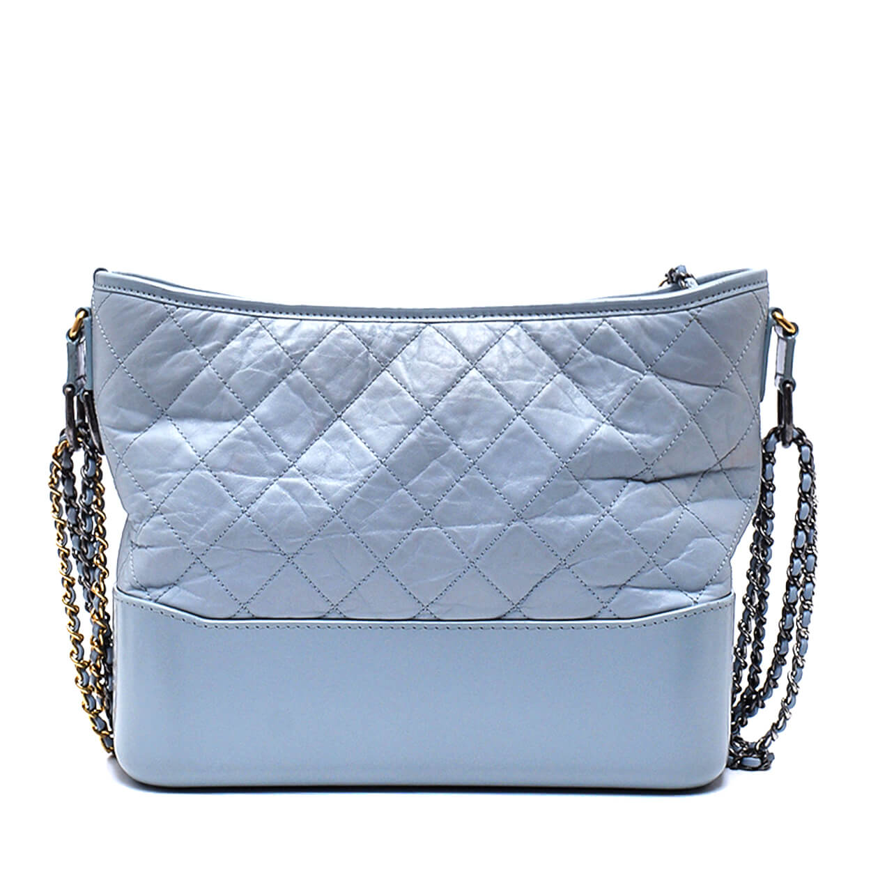 Chanel - Ice Blue Quilted Distressed Leather Medium Gabrielle Bag